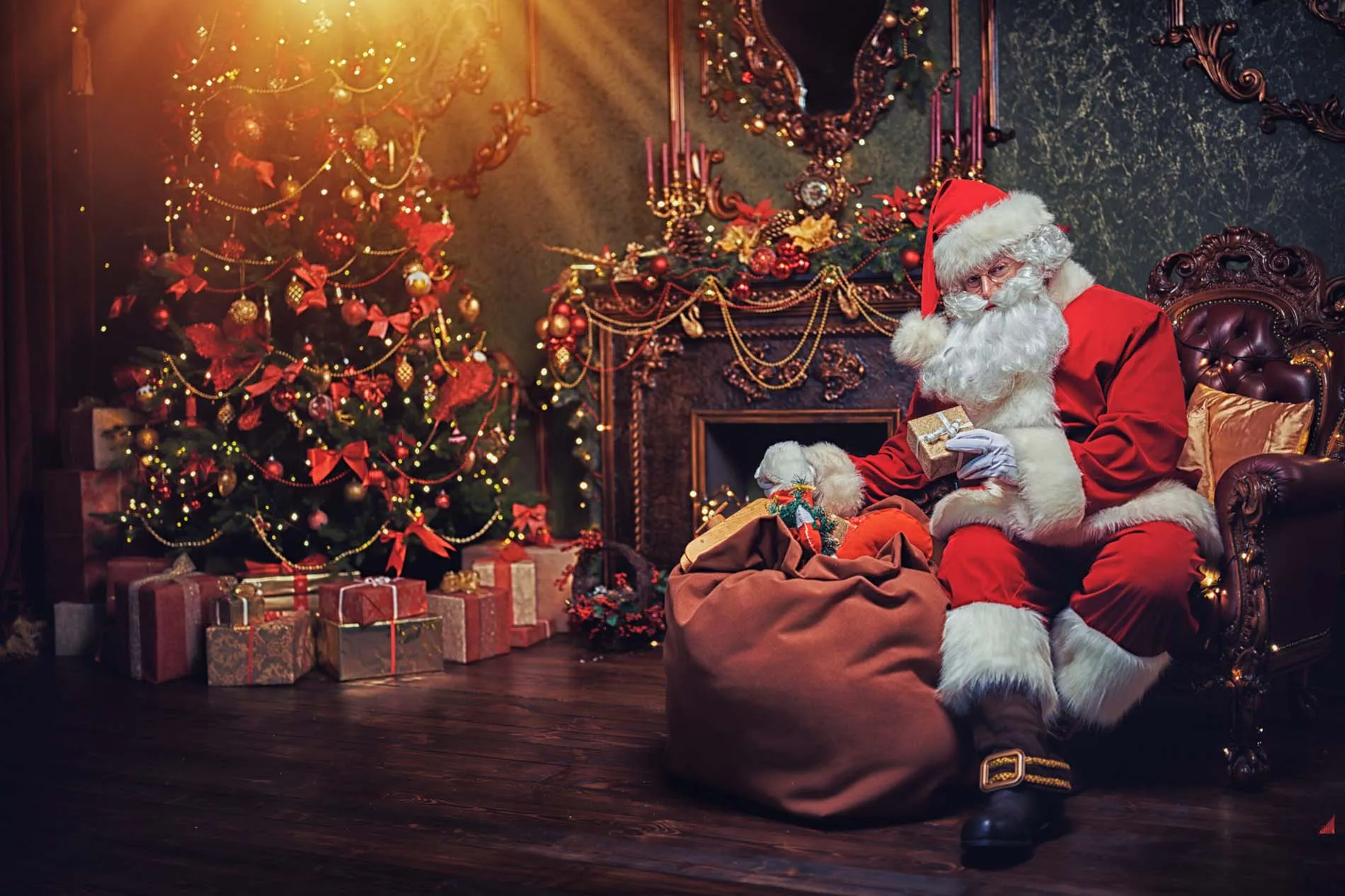 magic grandfather in the Christmas interior